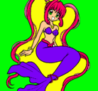 Dibujo Sirena con perlas pintado por amanda2