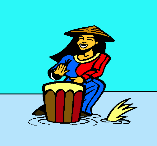 Mujer tocando el bongó