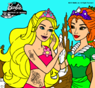 Dibujo Barbie se despiede de la reina sirena pintado por DIBU