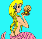 Dibujo Sirena y perla pintado por labrat