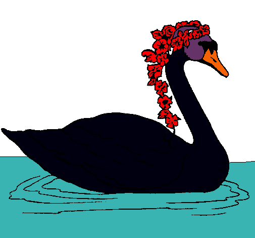 Cisne con flores