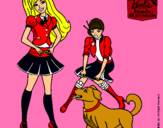 Dibujo Barbie con su perrito y una amiga pintado por ivetjocs