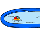 Dibujo Pelota en la piscina pintado por yennifer