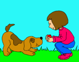 Dibujo Niña y perro jugando pintado por Rosiris