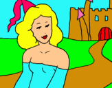 Dibujo Princesa y castillo pintado por dese