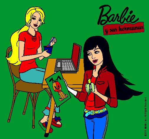 Barbie y su hermana merendando