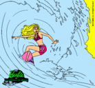 Dibujo Barbie practicando surf pintado por kety