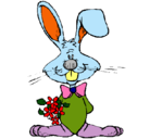 Dibujo Conejo con ramo de flores pintado por misaelpc