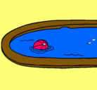 Dibujo Pelota en la piscina pintado por JANA