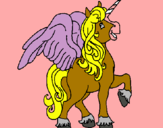Dibujo Unicornio con alas pintado por judid