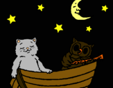 Dibujo Gato y búho pintado por memo23