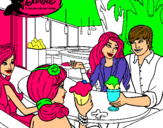 Dibujo Barbie y sus amigos en la heladería pintado por MATEORN