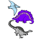 Dibujo Tres clases de dinosaurios pintado por maks