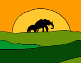 Dibujo Elefante en el amanecer pintado por Extrellita