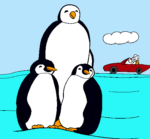 Dibujo Familia pingüino pintado por fanity