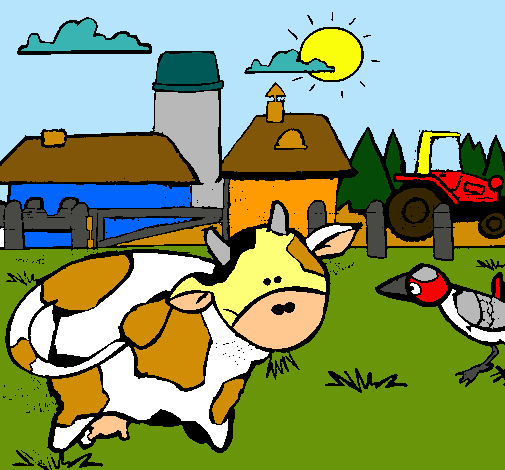 Vaca en la granja