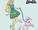 Dibujo Barbie paseando a su mascota pintado por canicheloo