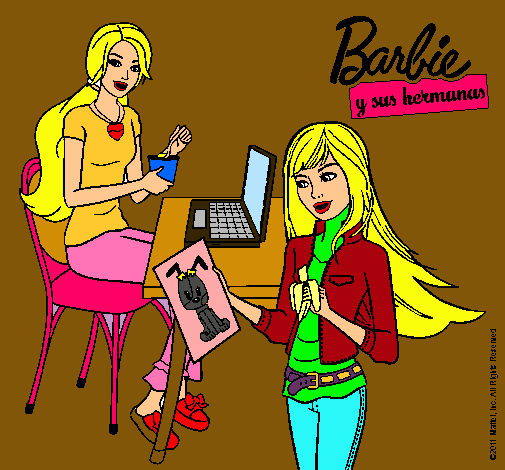 Barbie y su hermana merendando