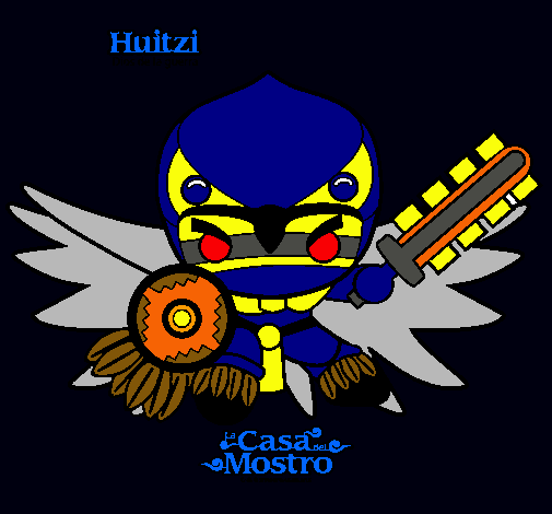 Dibujo Huitzi pintado por azulito