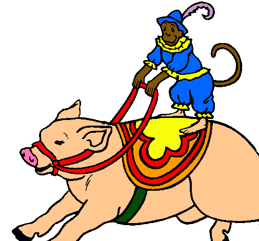 Dibujo Mono y cerdo pintado por ALE2004