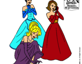 Dibujo Barbie y sus amigas vestidas de gala pintado por lVale23