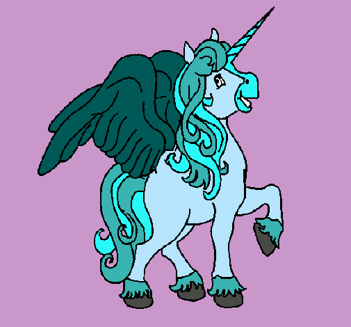 Dibujo Unicornio con alas pintado por camuri