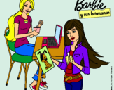 Dibujo Barbie y su hermana merendando pintado por FFFFFFFFFFFF