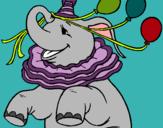 Dibujo Elefante con 3 globos pintado por kikir
