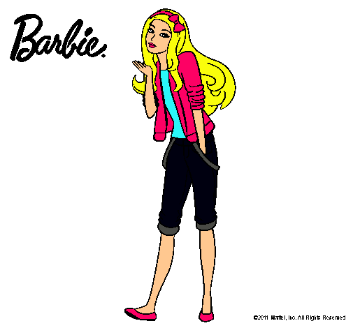 Dibujo Barbie con look casual pintado por lVale23