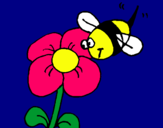 Dibujo Abeja y flor pintado por aveja