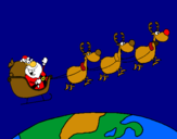 Dibujo Papa Noel repartiendo regalos 3 pintado por ianna