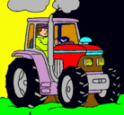 Dibujo Tractor en funcionamiento pintado por maikel