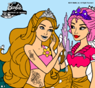 Dibujo Barbie se despiede de la reina sirena pintado por aidil