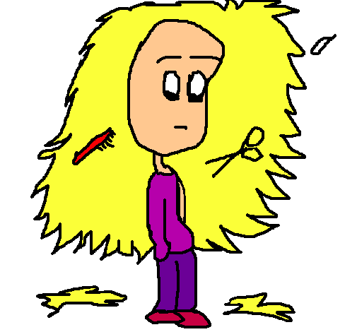 Dibujo Cortar el pelo pintado por Helga