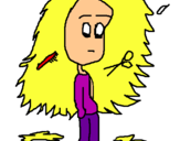 Dibujo Cortar el pelo pintado por Helga
