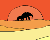 Dibujo Elefante en el amanecer pintado por ameliecv