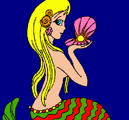 Dibujo Sirena y perla pintado por omarsitis