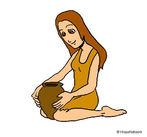 Dibujo Mujer y jarrón pintado por Extrellita