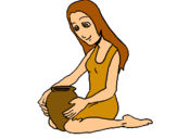 Dibujo Mujer y jarrón pintado por Extrellita