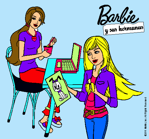 Barbie y su hermana merendando