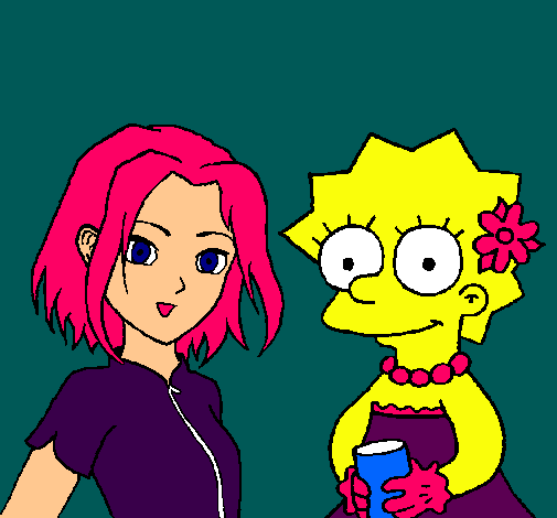 Dibujo Sakura y Lisa pintado por Liizeth