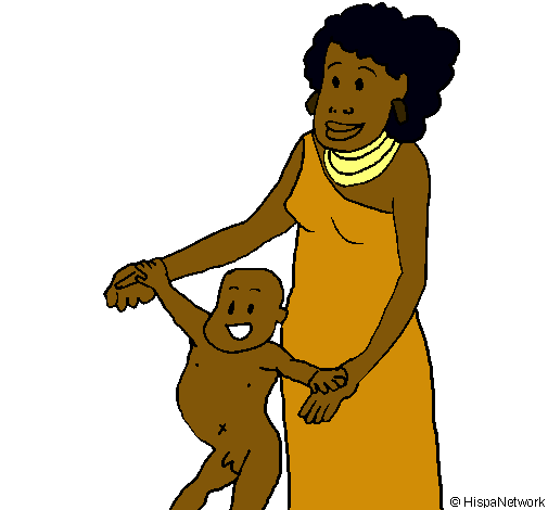Dibujo Madre e hijo de Guinea pintado por Extrellita