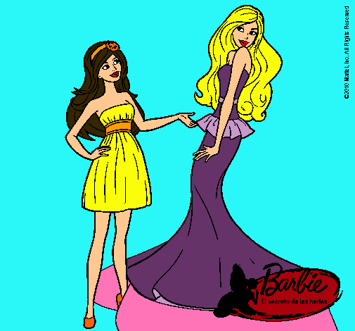 Dibujo Barbie estrena vestido pintado por Helga