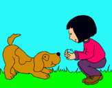 Dibujo Niña y perro jugando pintado por lVale23