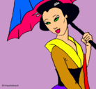 Dibujo Geisha con paraguas pintado por paperrrrrrrtxi