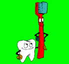 Dibujo Muela y cepillo de dientes pintado por -thom-
