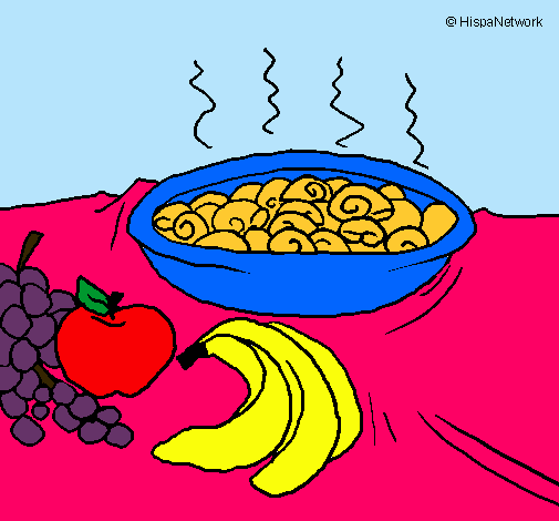 Dibujo Fruta y caracoles a la cazuela pintado por belinda85