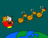 Dibujo Papa Noel repartiendo regalos 3 pintado por grp20