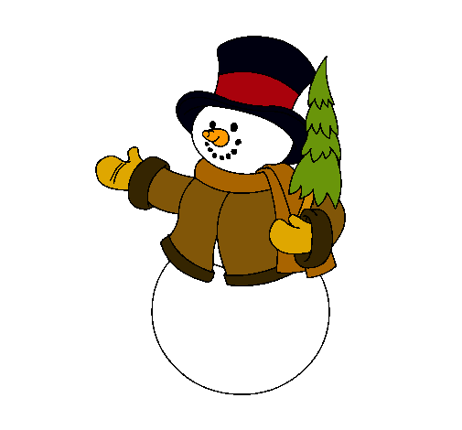 Dibujo muñeco de nieve con árbol pintado por grp20
