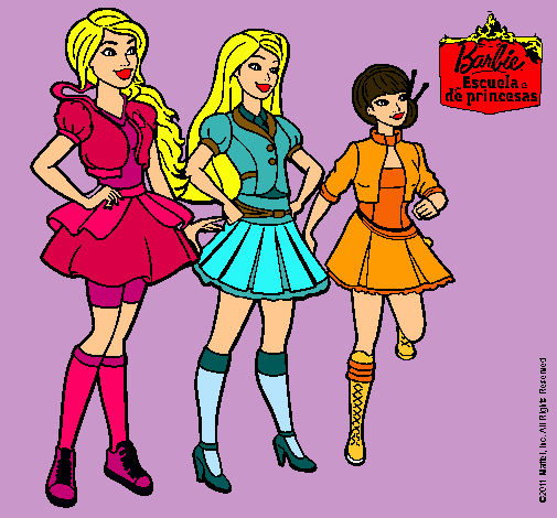 Dibujo Barbie y sus compañeros de equipo pintado por Helga